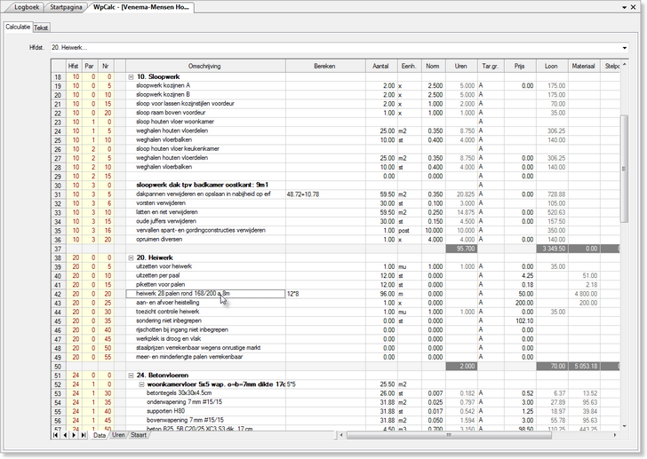 Calculatieprogramma bouw wpNext Project software